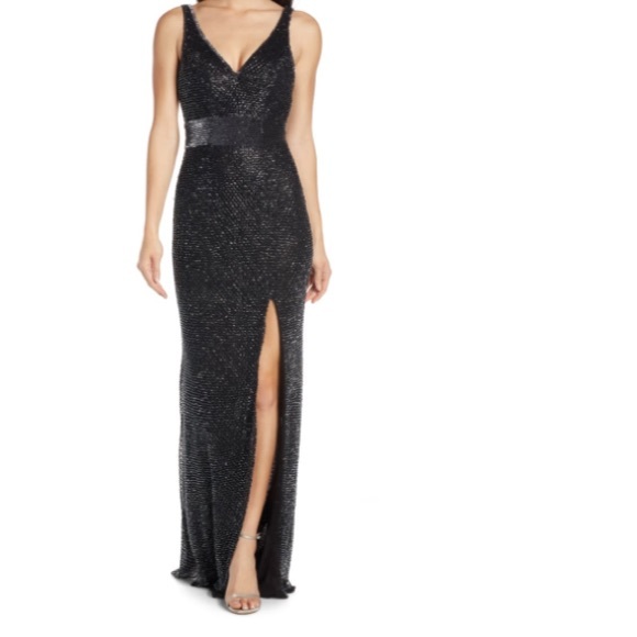Mac Duggal Dresses Copy Gunmetal Sequins Gown With Train Poshmark
